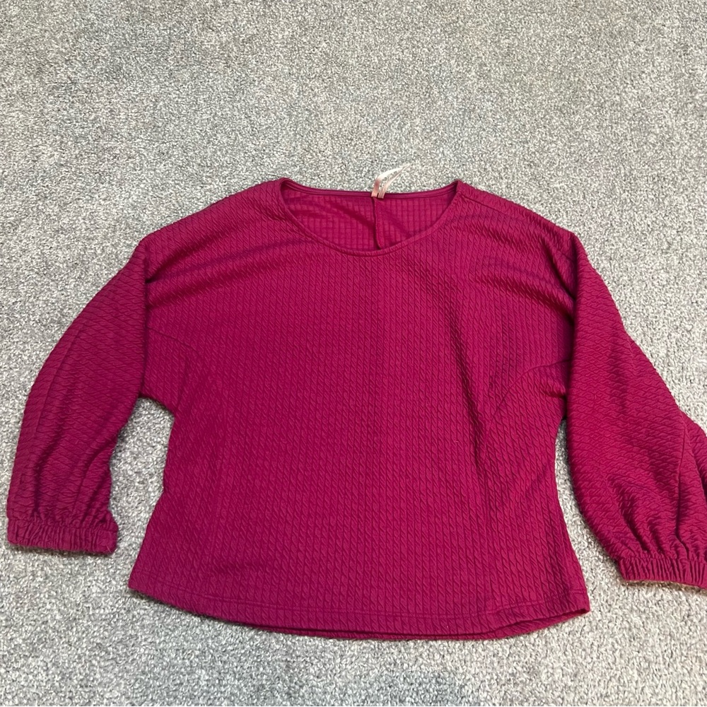Anthropologie Top Women Small Shirt Arya Textured Puff Dolman Sleeve Boho Casual
